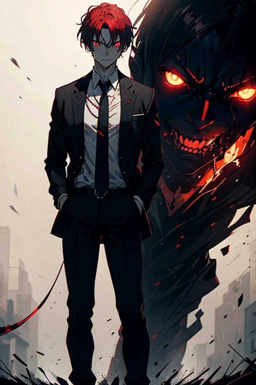 (red theme, red gradient,:1.2) redshift,red, looking at viewer, short hair, open mouth, shirt, black hair, long sleeves, 1girl, jacket, yellow eyes, white shirt, upper body, flower, female focus, necktie, collared shirt, vest, coat, glowing, rose, formal, suit, red flower, glowing eyes, black necktie, hand in pocket, black vest, red rose, hands in pockets, black suit <lora:redshift-10:0.8> <lora:add_detail:0.6>