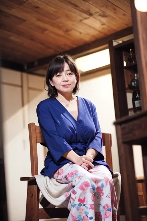 Aunt in Osaka、Organic Photography、best quality、masterpiece、Ultra-high resolution、Beautiful old lady、50 years old、looking at the audience、Elegant face、Toothy Smile、Large Breasts,Wear a pink tight T-shirt,White skirt、Wavy Hair、Hot Pants,In an abandoned house,Collapsed House,Background blur