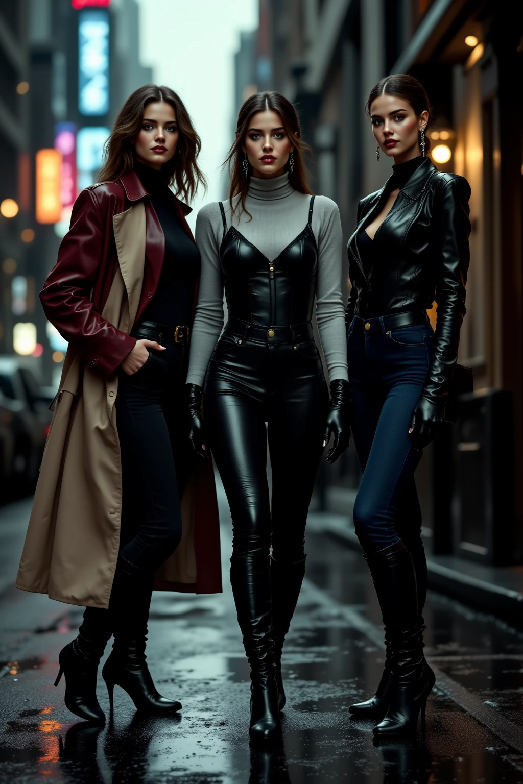 Hailee steinfeld standing outside in long wide leather pants, high heels boots, long hair, choker, slim photo model, (big breasts:1.3), smiling, Real Life, full bodyshot, Ultra Realistic, Photorealism, Photography, 8K UHD, Photo, HDR, Complex and Elegant, Highly Detailed, Sharp Focus, Stunning, Beautiful, Gorgeous), (Masterpiece: 1.2, Best Quality 1:1, Ultra Detail: 1.2, Best Shadows, 8k: 1.1), (beautiful detailed face), high contrast, (perfect lighting: 1.2), (cinematic light)), colorful, hyper-detail, dramatic light, intricate detail, photograph by arny freytag