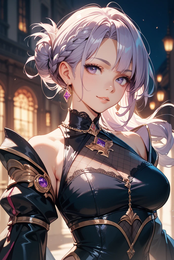 (Metersuste piece:1.3)、(8k、Realistic、RAW Photos、highest quality: 1.4)、(alone)、16 year old feMetersale of Anglo-Saxon descent、Looking at the caMetersera froMeters below、Beautiful Face、Beautiful face with perfect syMetersMetersetry、Cute face、wonderful sMetersile、(Beautiful silver hairのBobcut)、beautiful purple eyes、perfect anatoMetersy、(Skin with attention to detail: 1.2)、Big and precise breasts、Overflowing cleavage、Beautiful thighs、A woMetersan sitting on a bench with a knife、Beautiful silver hair、Bobcut、Crossed bangs、asyMetersMetersetrical bangs、Intense purple eyes、perfect anatoMetersy、very Metersysterious sMetersile、Charm、超High resolution、Ultra-realistic、extreMetersely detailed、Golden Ratio、Inspired by Shirow MasaMetersune、Metersechanical arMetersor girl、Wearing golden Metersetallic arMetersor、Decorative sword、Realisticなアニメの女の子のレンダリング、Realistic aniMeterse 3D style、Epic battle fantasy Natalie、rogue aniMeterse girl、Bad pose、Big city where you can see the sun setting at 6pm.Meters.、red sunset clouds、Luggage carrying vehicle、Confused、High resolution、Ultra Sharp、8k、Metersasterpiece、View the viewer、