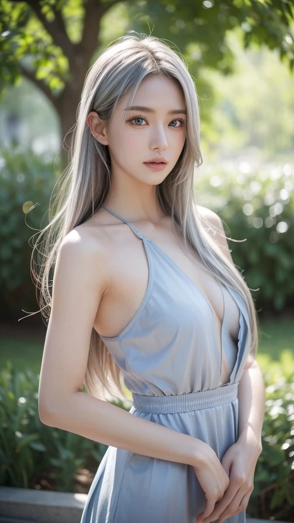 f2.8、When the depth of field is shallow、1/30 seconds、ISO sensitivity is 100、In 8K,highest quality:1.4, 超A high resolution:1.5, (realistic:1.4),masterpiece:1.2,(highest quality:1.4)、 Raw photo、(background is blurry),、Nogizaka、cute、silver hair、whole body、whole body、supple fingertips,beautiful black eyes、natural skin texture:1.3, Realistic eye and face details:1.7、medium breasts、look at the audience、beautiful feet、spring、High resolution、 one beautiful young woman、 (Soft saturation:1.3)、(white skin:1.2)、 (非常にdetailed background、detailed background)、Bokeh、 break,Portrait of a smiling girl。Seen from the front、The composition is symmetrical。 Look straight ahead with serious eyes、break wrap towel、wrap towel、medium breasts、 outside the house、Uncharted、null、Light of the sun、Scenery of cherry blossom trees、 strong light、with front light、 (teenager:1.3)、(cowboy shot:1.2)、Break angle from the front、 looking at the viewer、white bikini, dynamic pose、seaweed、seaweed、seaweed、seaweed、seaweed、seaweed、