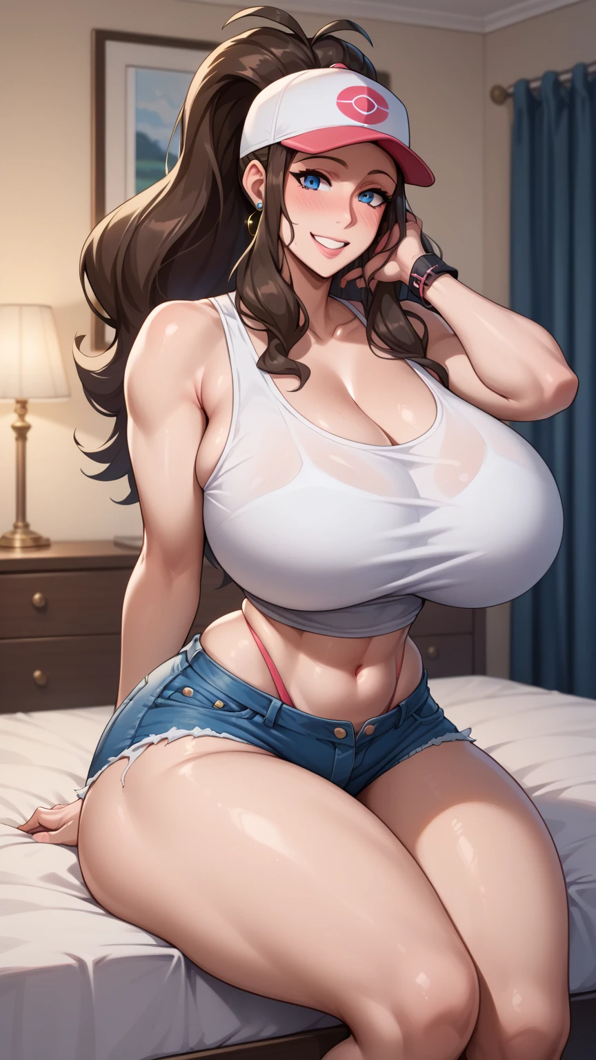 ((masterpiece)), ((best quality)), (detailed), perfect, (solo), gorgeous woman naked, red curly hair, extremely long hair, blue eyes, sexy smile, (freckles), (huge breast), large buttocks, sexy pose, in bedroom, ((grabbing her breasts)) naked, huge massive Penis, penis grosso, manly massivo , strong and virile breasts, manly, manly, manly pênis forte, 36cm penis, penis xxl, semen , girl