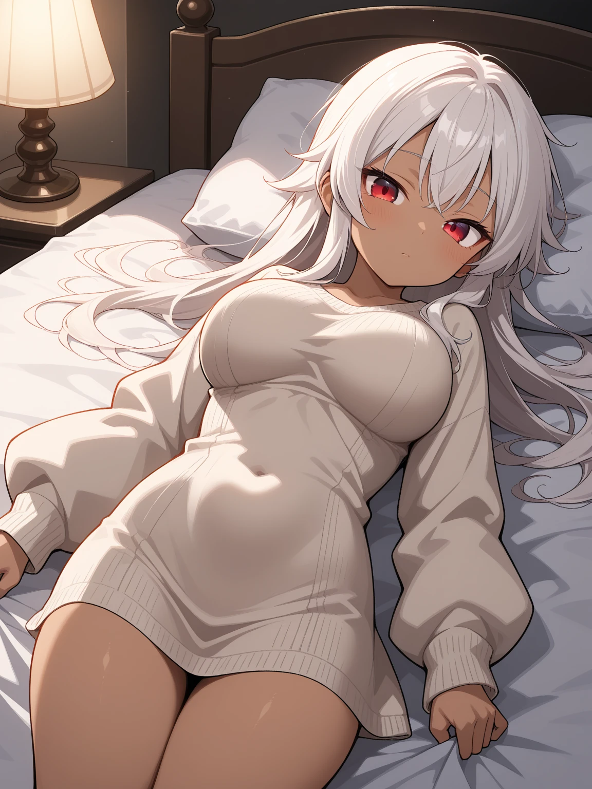 1 girl,Solo,White hair,tow torn color,lovely,masterpiece, best quality, very aesthetic,masterpiece, high quality,best quality, very aesthetic,absurdres,Thighs,(Between:1.3)