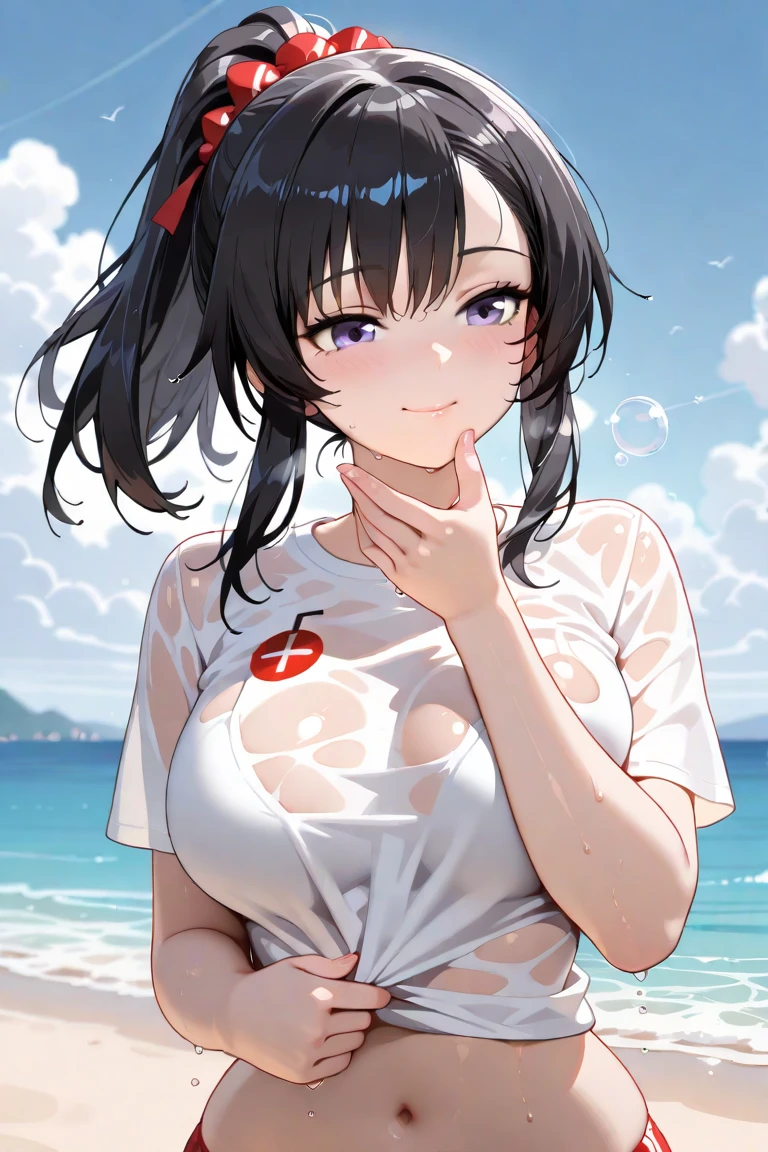 (tmasterpiece,best qualtiy:1.5,Body wet with water),(full bodyesbian:1)seduce,Shy,Shy,Eyes half-open,1girll, Solo, solofocus, offcial dress, short- sleeved, looking at viewert, Wet with , ssmile, whaite hair,Puff sleeves, exteriors, Bubble short sleeves, By bangs, , , rays of sunshine, , depth of fields, , (florals, hairflower), Show on the, wariza, (Magazines:1.3), (Cover style:1.3), Fashionab, woman, with dynamism, garments, posing on a, frontage, Colorful, dyna, Background with, element in, self-assured, Expressing the, statement, Accessories, A majestic, , Runt,Touching pubic area,Scenes,text,Cover of a,Bold,attention-grabbing,titles,Fashion titles,more big,Smart,modern day,Fashionab,focal,Fashionab,The clothes were wet with water,soaking wet,moisty,Damp clothes,Transparency,Exposed breasts,nedium breasts,The milk reveals the flesh,Areola showing through,is shy,Shy,Sorry,ssmile,black undersuit,gossamer,Penetrate the flesh,See the skin through the clothes