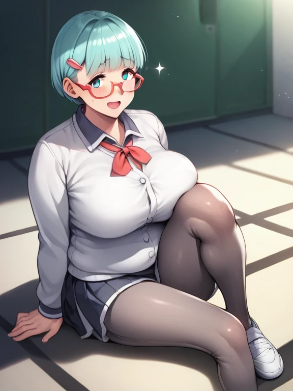8K、masterpiece、Japanese、Woman wearing glasses、Neon(nod)、from the front、smile、Childish、Big Breasts、See-through underwear、night、Bedroom、Spread your legs and show、mini skirt