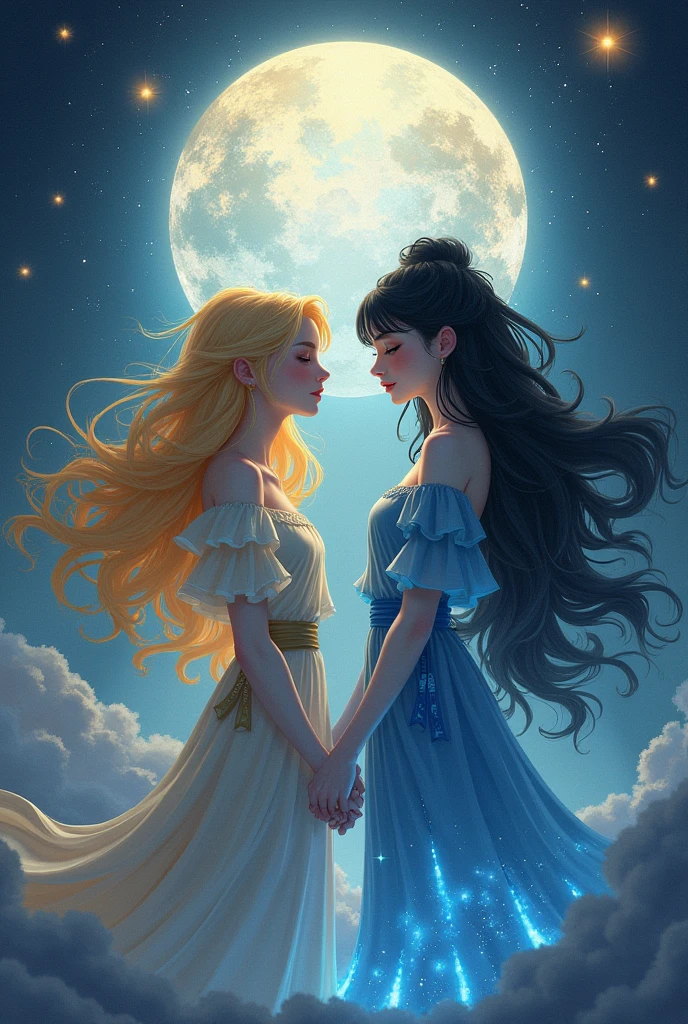 "Capture the essence of love and mystery, an enchanting journey through time and space, a spellbinding tale of longing,(1person),(curly hair+intense eyes:1.2+elegant dress),a touch of magic, ethereal glow, a captivating smile, twinkling stars, moonlit night, whispers of romance, an unexpected encounter, dream-like atmosphere, an embrace that defies gravity, epic cinematic composition." --auto