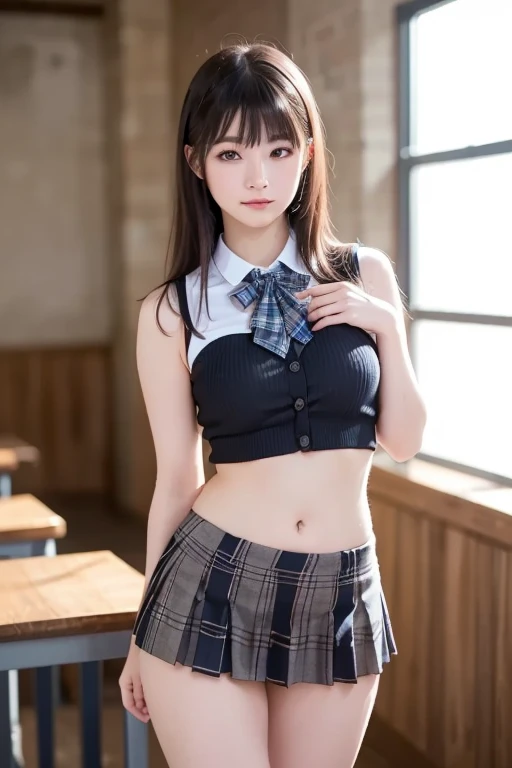 (One girl), ((highest quality)), (Very detailed), (Very detailed CG 統合 8k 壁紙), Very detailed, High-resolution RAW color photos, Professional photography, (Twin tails), Great face and eyes, Pink Eyes, (High School Uniform, Pleated mini skirt:1.3), (High with wide open breasts:1.5), Beautiful big breasts, Bare Chest, (Amazingly beautiful girl), (((Bokeh))), Depth of written boundary,