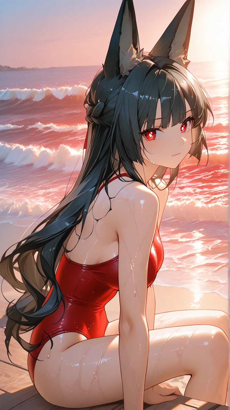 Akame (akame ga kill), red bikini, underwater, smiling