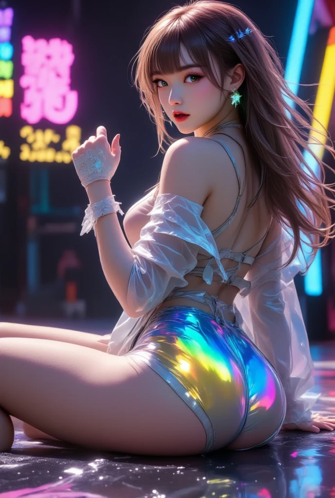 NSFW, 8k, High-level, absurd, masterpiece, best quality, primitive, very detailed CG, very detailed wallpaper, perfect lighting, Extremely detailed ((( personifying " Arale Norimaki " as a Little Girl))), MysticSight, Tyndall effect, Tyndall scattering, (Studio gray background with (Overflowing oodles Dazzling RainbowColorParticles (BokeH))), (RoundlyButts, ThighGap), (Exposed:0.4), (Assfocus with looking ahead) BREAK (Acutance:0.88), (NOGIZAKA face variations) Extremely Detailed very KAWAII face variations, perfect anatomy, Childish, CaptivatingGaze ElaboratePupils detailed Eyes with (sparkling highlights:1.28), (Voluminous LongEyelashes:0.88)、GlossyRED Lips with beautiful details, RosyCheeks, Radiant PearlSkin with Transparency . { (Dynamic LifeLike expressions:1.4) | (:d) }, (large eyes:-1) .