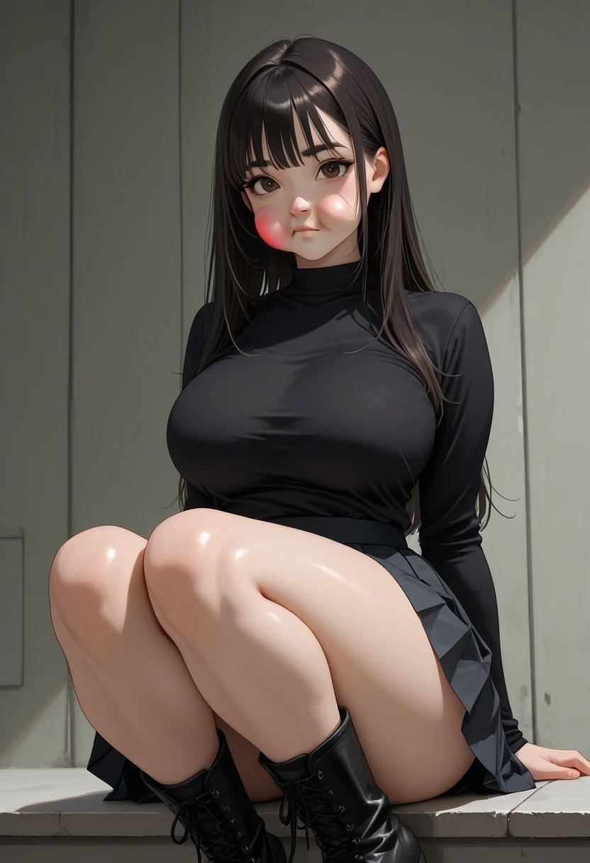 (1 solo girl et:1.2), open legs wide and show off squirting vagina for v huge breasts, necktie, highhighs, highheels, nose blush, orgasm, screaming