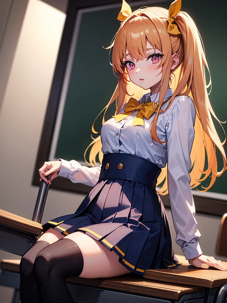 irohaisshiki, iroha isshiki, long hair,brown hair,, (brown eyes:1.5), happy smile, smile, open your mouth,skirt,yellow cheongsam clothes,Yellow long slit,Fishnet tights,stiletto heels,sitting cross-legged on a chair,whole bodyがイラストに入るように,
break indoors, Chinese Restaurant,
break looking at viewer,whole body,(cowboy shot:1.5),
break (masterpiece:1.2), highest quality, High resolution, unity 8k wallpaper, (shape:0.8), (fine and beautiful eyes:1.6), highly detailed face, perfect lighting, Very detailed CG, (perfect hands, perfect anatomy),