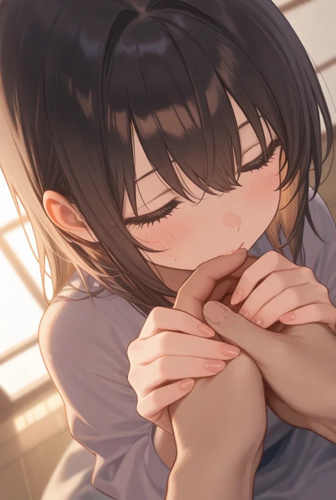 score_9, score_8_up, score_7_up, source_anime, best quality, masterpiece, official art, absurdres, highres, ultra-detailed,waifu2x,Collection: Slice of Life,break,1girl, tomboy, dark-skinned female, short hair, low ponytail, flat chest, beautiful detailed eyes, short shorts, sweat, open mouth, saliva, (yawn:0.3), sleepily, twitching penis, oral sex, felatio, cum, drinking cum, motion lines, sound effects,outdoors, wind, break,(clear line illustration:1.2),very high resolution, very aesthetic, super detailed skin, Best sexual lighting powered by famous artist, 8k,cute picture,beauty illustration,photoshop_(medium),,(Detailed Lighting),best anime 8k konachan wallpaper, pixiv contest winner,
