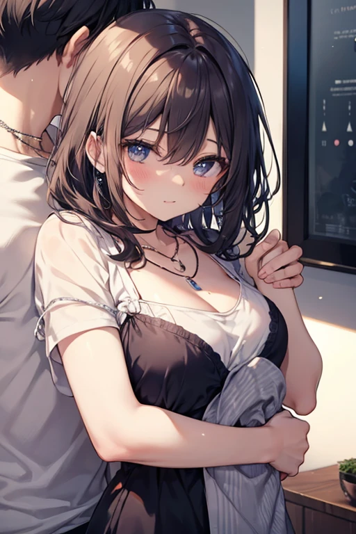 ((Girl having intense vaginal sex with man:1.3)), Anime One Girl, Haruka Pokemon, Brown Hair, short hair, Blue eyes, Big Breasts, Chest cleavage, Bounce, Thighs, indoor, 32K,Super detailed,Ultra-detailed, White gym clothes,Navy Blue Bloomers, My chest is shaking wildly, whole body, , {{A Pokemon trainer sees ハルカ passing by and has Metamon transform into an adult ハルカ and engage in intense vaginal sex with her.}}, Intense piston movement between a man's legs, NSFW