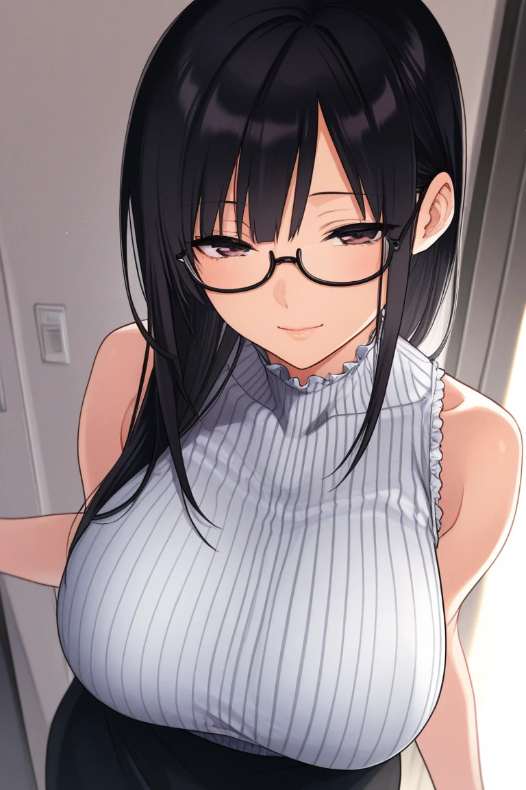 (Upper body close-up:1.5)、(Huge breasts、Cleavage:1.9),Anna Yamada,gigantic breasts,smile、(naked:1.5)、(window)、blue sky、building、(Wearing a collar:1.5)、Earrings、Earrings,(Delicate facial features:1.5)、(masterpiece, Highest quality, High resolution, Super detailed, 8k, 4K),(Put your hands behind your head:1.5),ponytail,(Beautiful Face:1.5),(nsfw:1.3)、Show off your armpits,Spread Armpit、looks happy、Wearing glasses,(Sticking out tongue:1.2),Small nipples,Small areola、Drooling