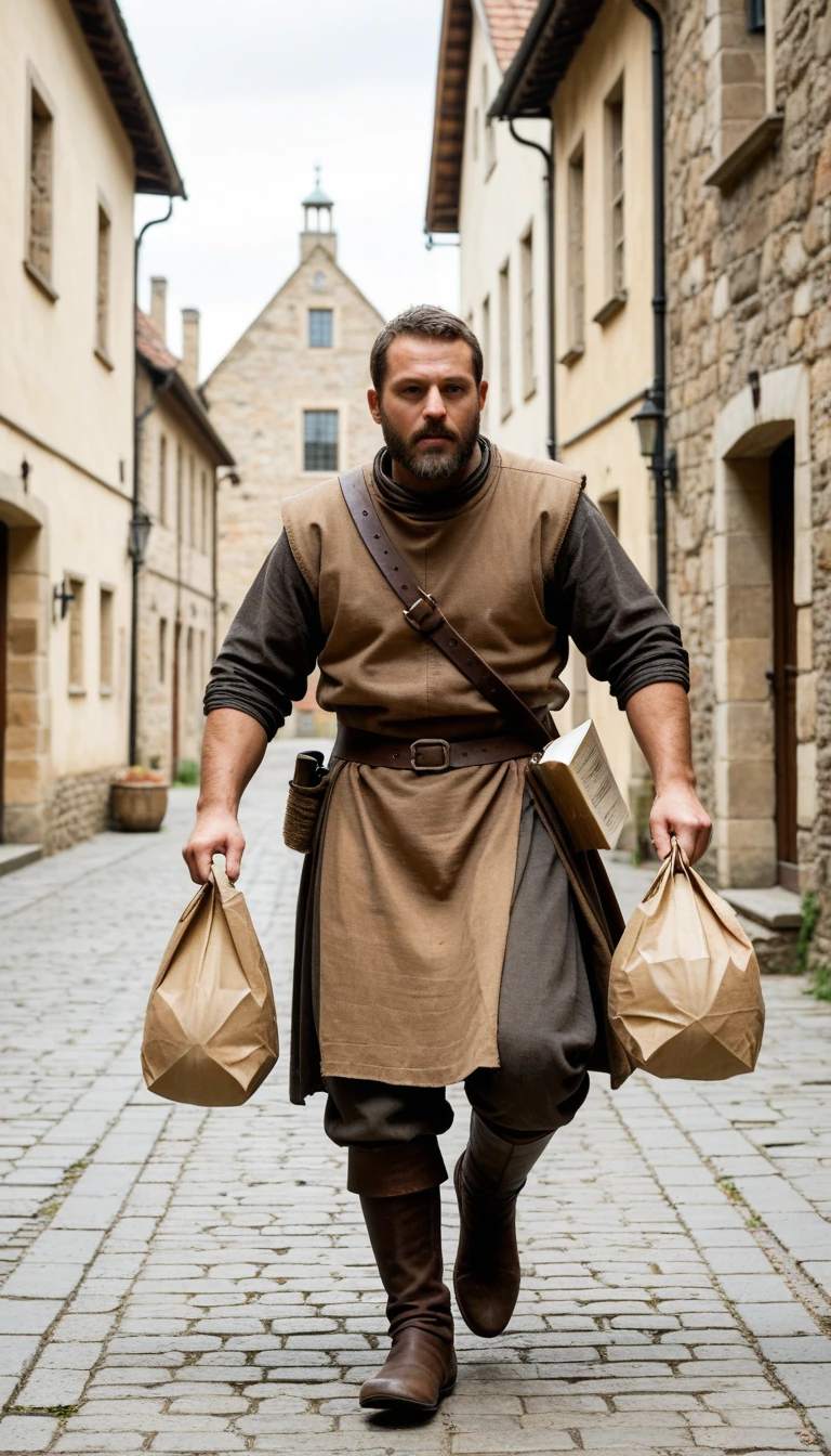 A boy with a sack 