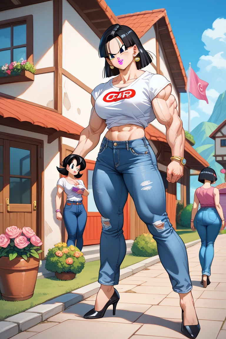 (masterpiece, best quality:1.2), A couple , boy Nino Lahiffe: Brown skin, dark hair, usually seen wearing a red cap, glasses, and casual clothing like a T-shirt and jeans, and a girl Alya Césaire: Brown skin, curly dark brown hair, often wears glasses, and typically seen in stylish, casual outfits. A casual day out with both characters in their everyday attire,Sharing a tender moment, like sitting on a rooftop overlooking Paris..(girl and boy:1), smiling, ((high resolution illustration)), ((extremely detailed)), (couple), Alya, Nino, Nino X Alya, (best quality,4k,8k,highres,masterpiece:1.2), ultra-detailed, realistic:1.37, HDR, studio lighting, extreme detail description, nino wearing a red cap, professional, vibrant colors, bokeh, ((muscular female bodybuilder)), detailed lips, strong embrace, romantic scene, intimate moment, intense passion, athletic bodies, fitness couple, gym background, muscular definition, sculpted muscles, sweat glistening, powerful kiss, muscular