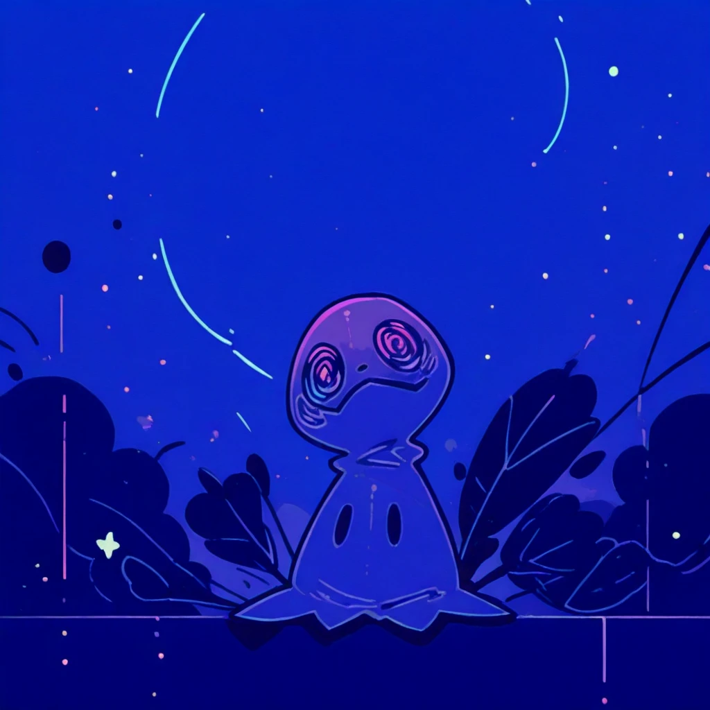There is a painting，A girl with a cat on her back, unknown artstyle, [ floating ]!!, sketch of a lucid dream, some background blur, on a galaxy looking background, floating in empty space, fading off into the distance, blurry and dreamy illustration, blurry backround, floating alone, blurry and dreamy illustration, floating!!! in a nebula