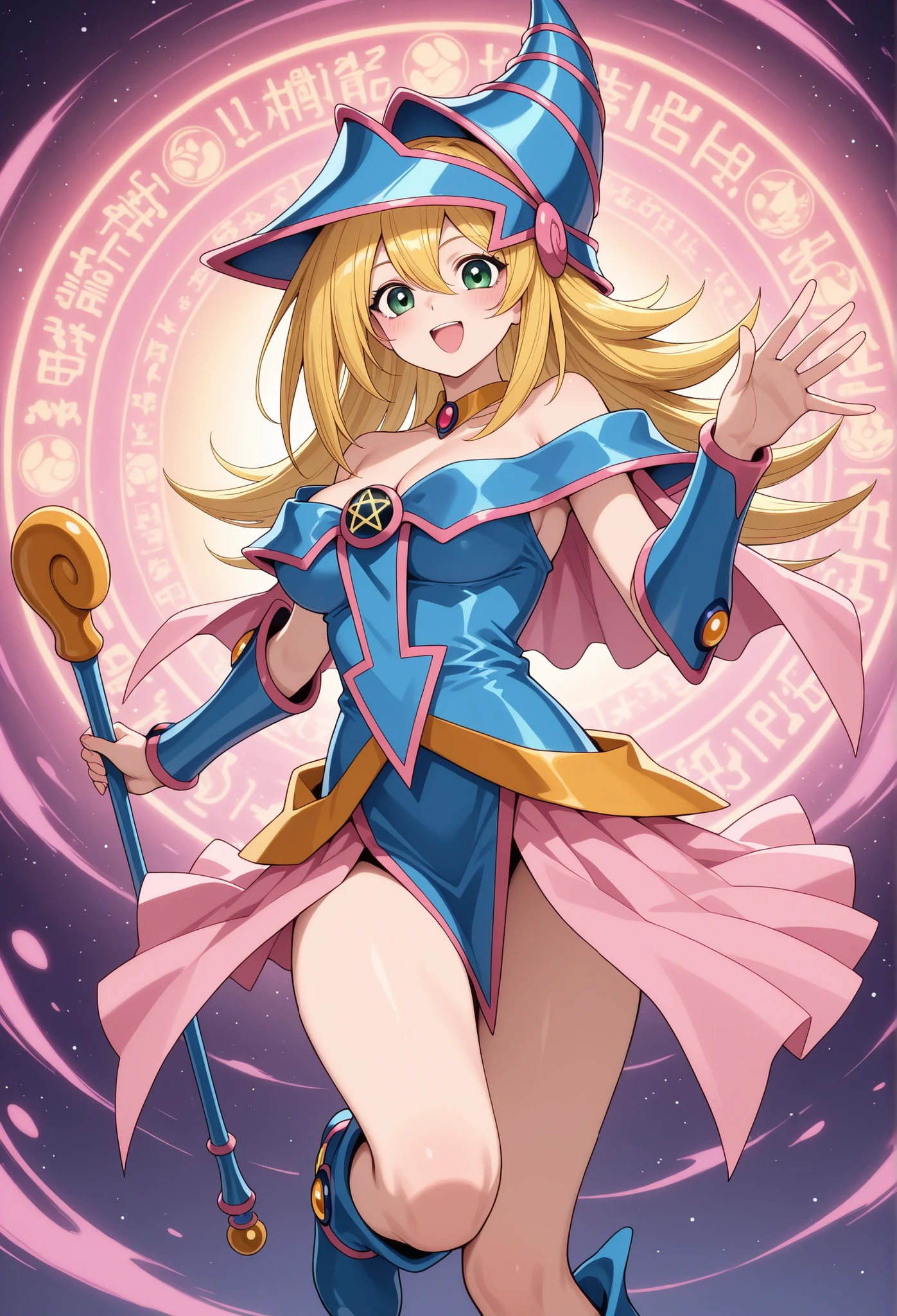 dark magician girl 、magic、Cane、pink magic square