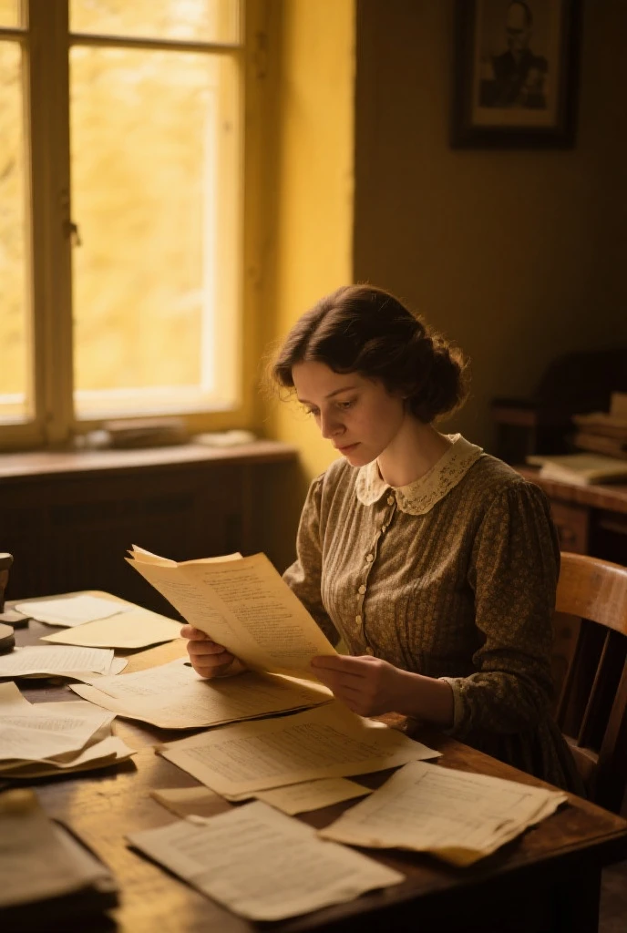 a young man finds his late grandmother's diary inside an old room vintage style ultra realistic cinematic image bright lighting in dim light