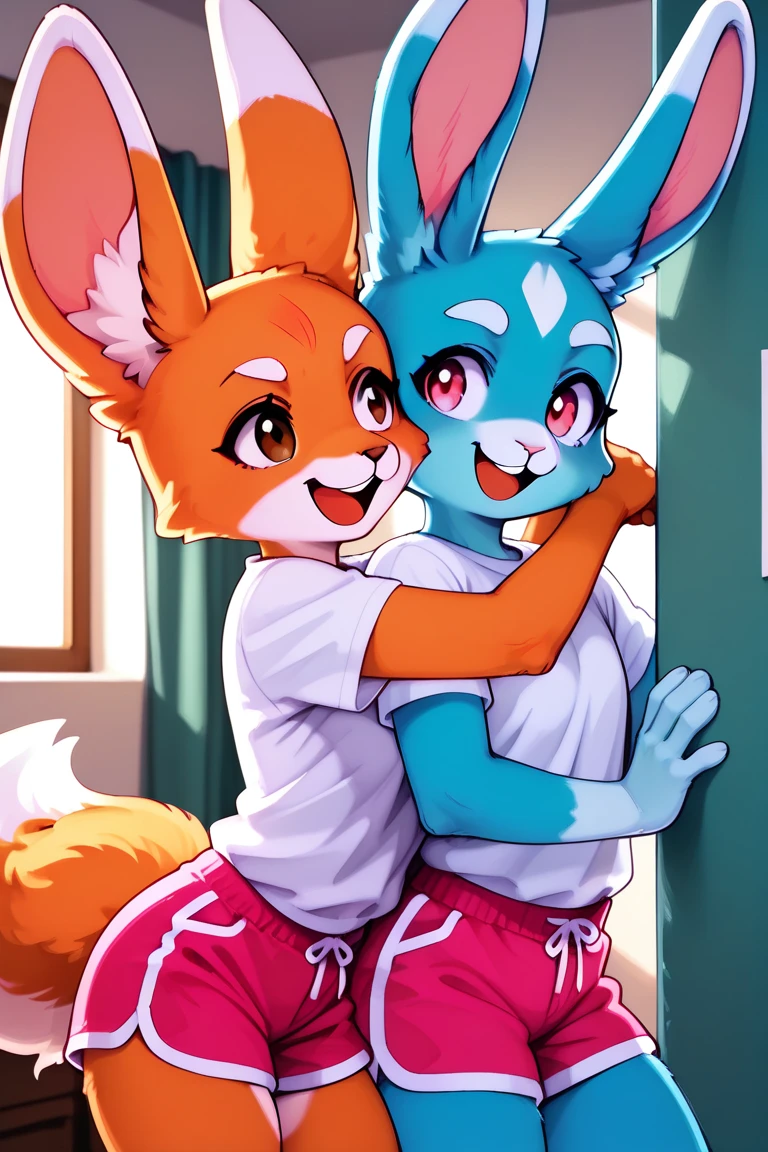 Furry girl, dog, cute hair, long ponytail, blonde hair, stars hairpin, red eyes, small breasts, detailed body fur, ((small pink jacket, open clothes, white frilly bikini, white frilly swim mini skirt)), masterpiece, looking at you, two tone body fur, turquoise body fur, clear turquoise body fur, detailed face, big eyebrows, detailed eyes, detailed body, tavern, detailed hands, glistering body, shiny body, skinny, :3, open mouth, floppy dog ears, detailed hands, Idol, (winking, one eye closed), full body, feets whit three toes, pussy, pussy juice, vaginal sex, cum inside, hard sex, princess carry sex, big penis, furry boy, 