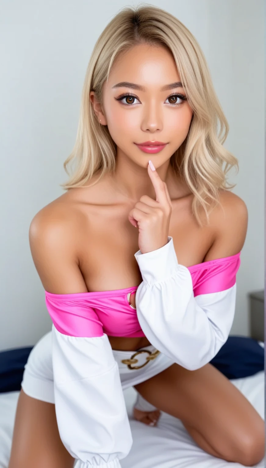 (Browsing Caution:1.3)、Photorealistic perfect body、Best image quality、Realistic ultra-high quality、(Japanese women:1.4)、(alone:1.4)、(Sitting on the steps of the park:1.2)、(Spread your legs and bend your knees:1.7)、(Hands above head:1.4)、(From below:2.0)、(Huge breasts:1.5)、(Cleavage:1.5)、(A short-sleeved hoodie outerwear with a flashy gal-style design:1.5)、(Gal-style denim skirt:1.5)、(Showing panties:1.6)、(Showing off your bra:1.5)、Small waist、(Blonde:1.2)、(Gal-style hairstyle)、(sleek bangs)、(Good lighting)、(Blurred Background)、(smile:1.1)、(Gal-style thick eyeliner:1.1)、(Long eyelashes:1.1)、(False eyelashes:1.1)、Gal-style makeup、Gal-style earrings、Gal style bracelet、(Gal Style Triple Necklace:1.2)
