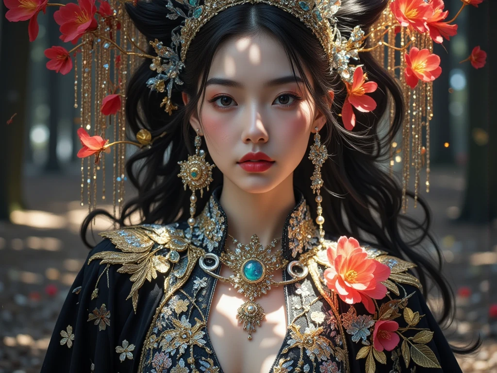 official art, unity 8k wallpaper, ultra detailed, beautiful and aesthetic, beautiful, masterpiece, best quality, (zentangle, mandala, tangle, entangle), ( of flower:1.2) dynamic angle, cowboyshot, the most beautiful form of chaos, elegant, a brutalist designed, vivid colours, romanticism, atmospheric