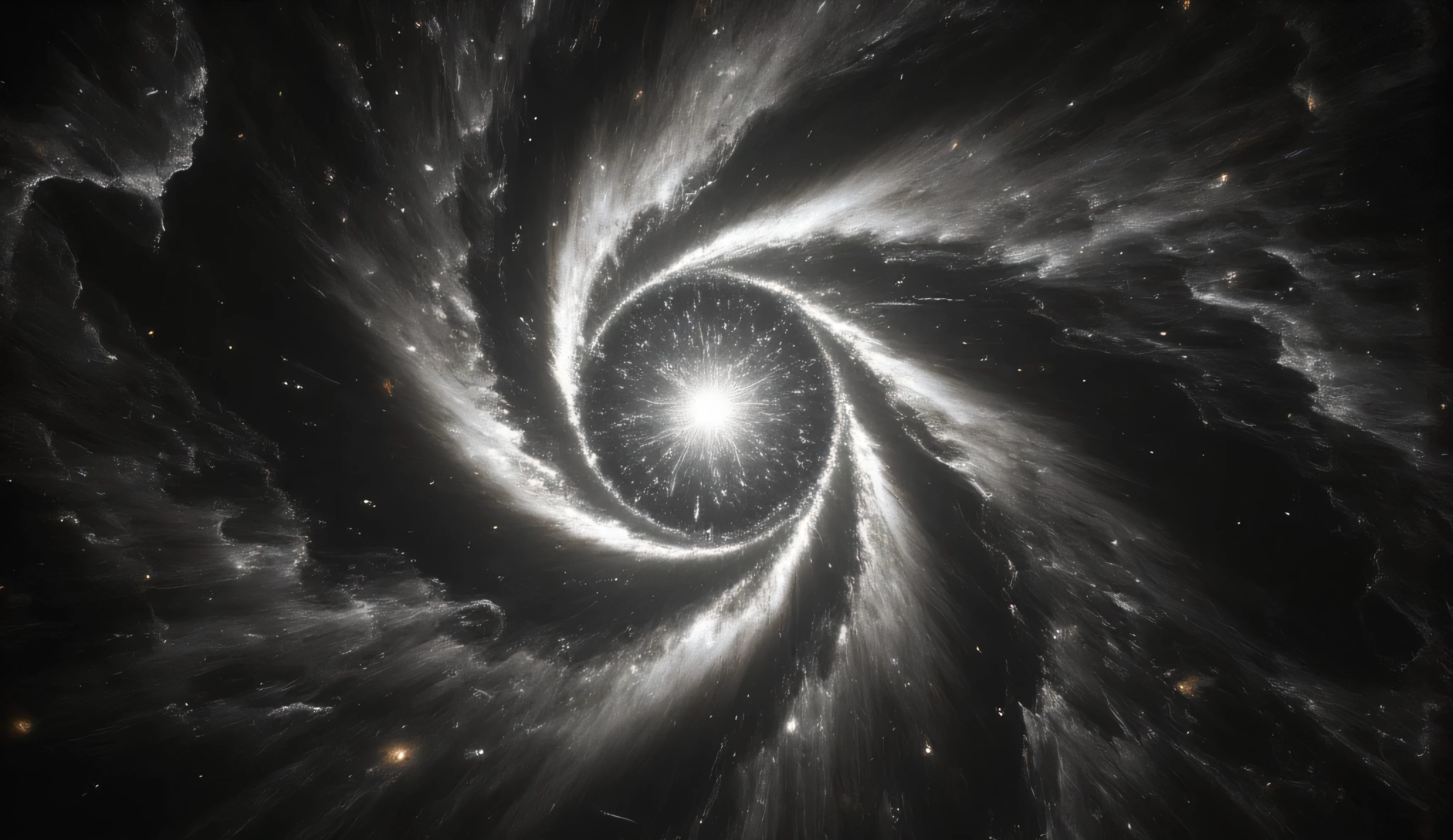 a singularity in space. Black and white image.