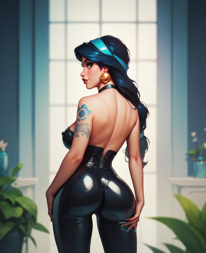 (best quality,photorealistic,highres:1.2),ultra-detailed,sexy,tattooed green goblin with mismatched big eyes and a big butt, wearing nothing but a seductive smile. She is playfully standing in a bedroom, holding a shield decorated with heart-themed heraldry painted on it. The shield is shiny and reflects the warm, golden light streaming through the window. The room is filled with an intimate atmosphere, with soft and cozy furnishings, adding to the allure of the scene.