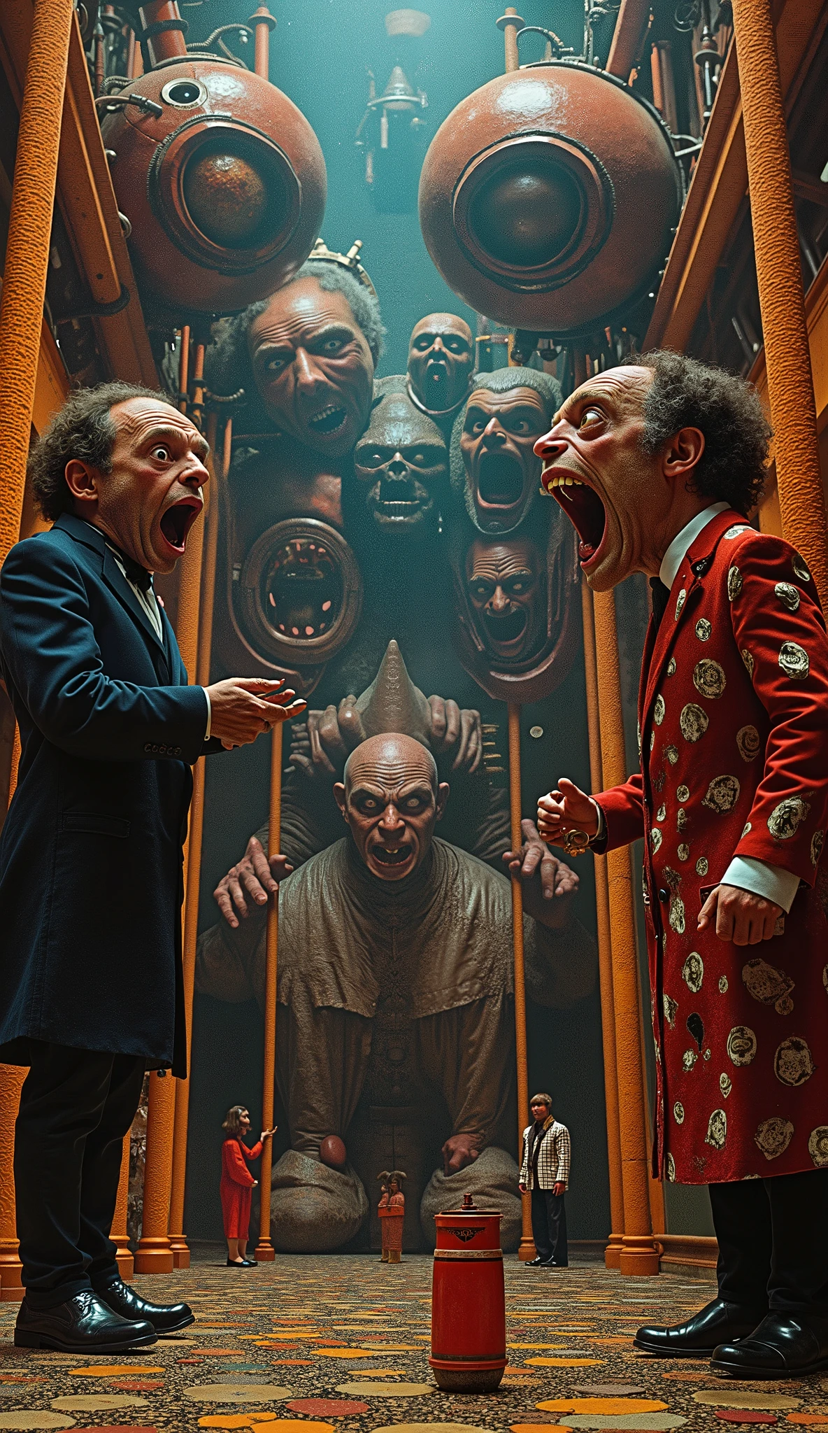 Surrealist Psicopop. Intriguing people in the Circus of Horrors. Clockwork Orange film. cinematic. 8K.