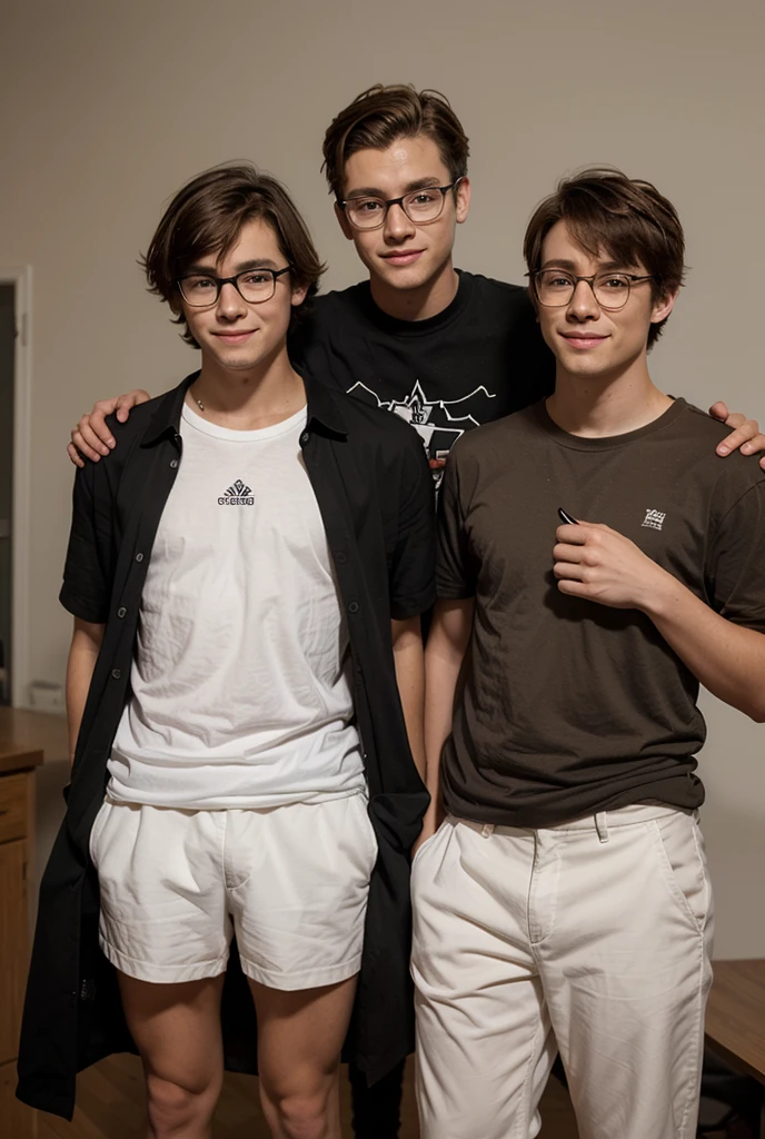 2 hot masculine muscular but skinny teen boys with straight fluffy hair rubbing their dicks together through thin tight white j straps with very big and protruding bulges. They seem to really enjoy this while they stand tall in thr middle of their bedroom with large protruding bulges showing through their j straps in their dick and balls.