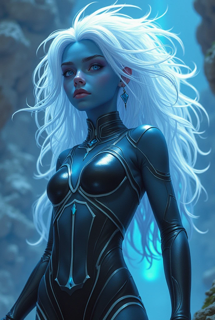 LizzyCyber, 1girl, solo, glowing, long hair, blue eyes, breasts, upper body, colored skin, glowing eyes, looking at viewer, lips, medium breasts
masterpiece, best quality,
<lora:epi_noiseoffset2:1>,  <lora:LizzyCyber:0.7>