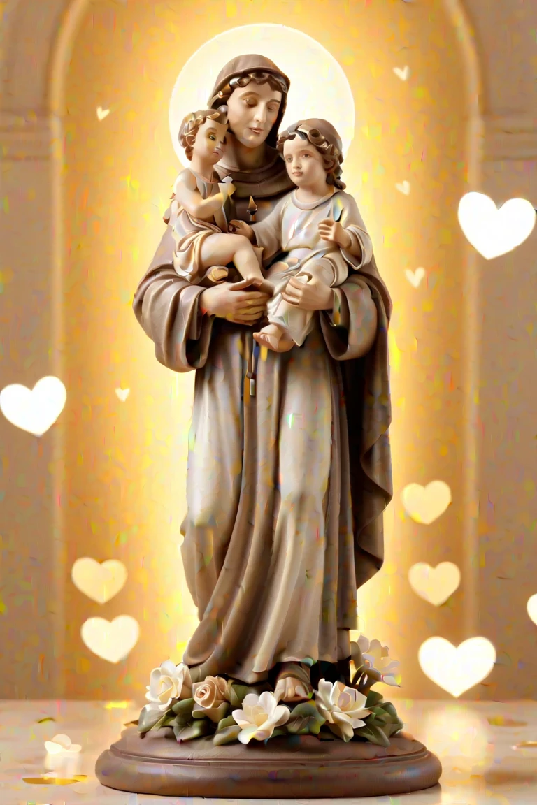 A closeup of a statue of Jesus holding a child, Com o Menino Jesus, escultura religiosa, orthodox saint christopher, pai com filho, padroeiro do 🛸🌈👩🏾, roman catholic icon, iconografia religiosa, pai, catholic icon, escultura realista de 8k bernini, a statue, Jesus Gigachad, Directed by: Cagnaccio di San Pietro