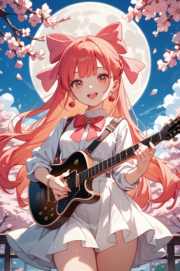 cherry blossoms in full bloom　Full moon background　Group of 4　Girl band formation　gal　guitar　 based　 drummer　vocal　cute　Full venue 　Thank you for being full 　SOLDOUT