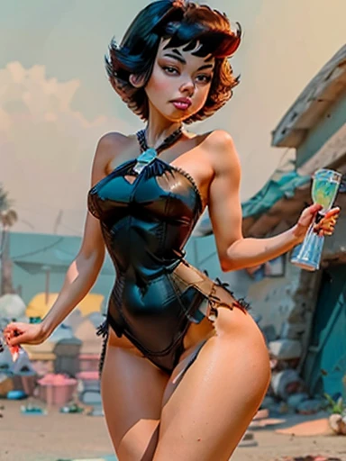 (tmasterpiece,best qualtiy:1.3),A high resolution,comic strip,cowboy lens,(ultra - detailed),Highly detailed portrait of the beautiful queen,short detailed hair,huge tit
