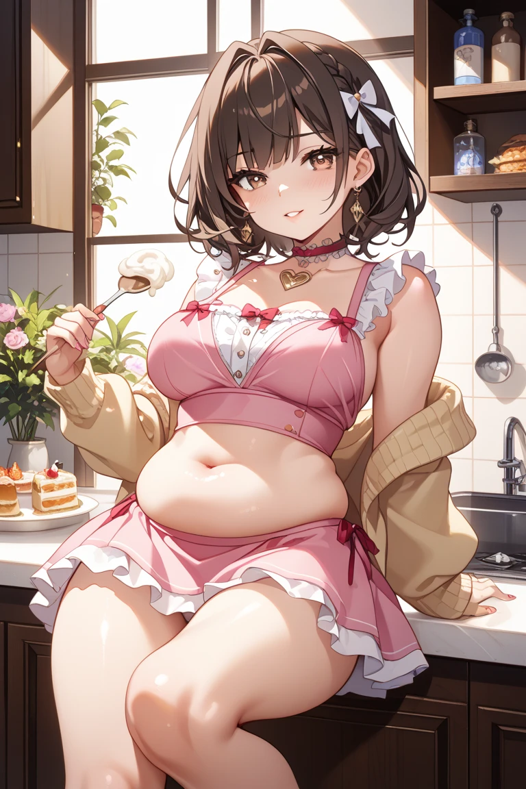 Master piece, best high quality image, carefully detailed details and textures, alone character, full body view
{{(1character: 50 years old brown haired human woman noble: (fair skin, short straight brown hair, beautiful blue eyes, beautiful face, sharp eyebrows, voluptuous figure, big breasts, beautiful legs, gentle smile, siting firmly over a table, ready for massage), (green headband, pink underwear, pink bra, pink tong), (double bedroom, clean bead, luxury forniture))}}