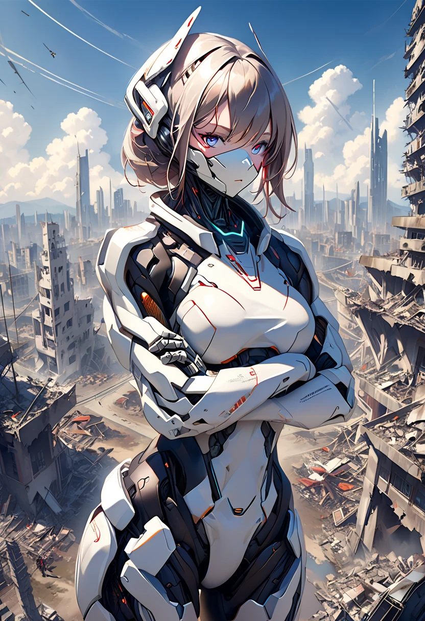 cyborg girl madly leaving the battlefield