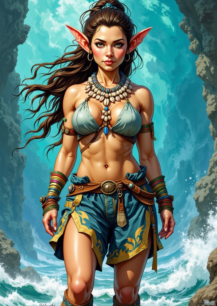 "A breathtaking, (ultra-detailed) painting of a young Girl (Full Body) exploring a cave filled with radiant gemstones and liquid metal, their faces filled with awe and wonder. The colors and textures are ((highly realistic)), making it a true masterpiece."