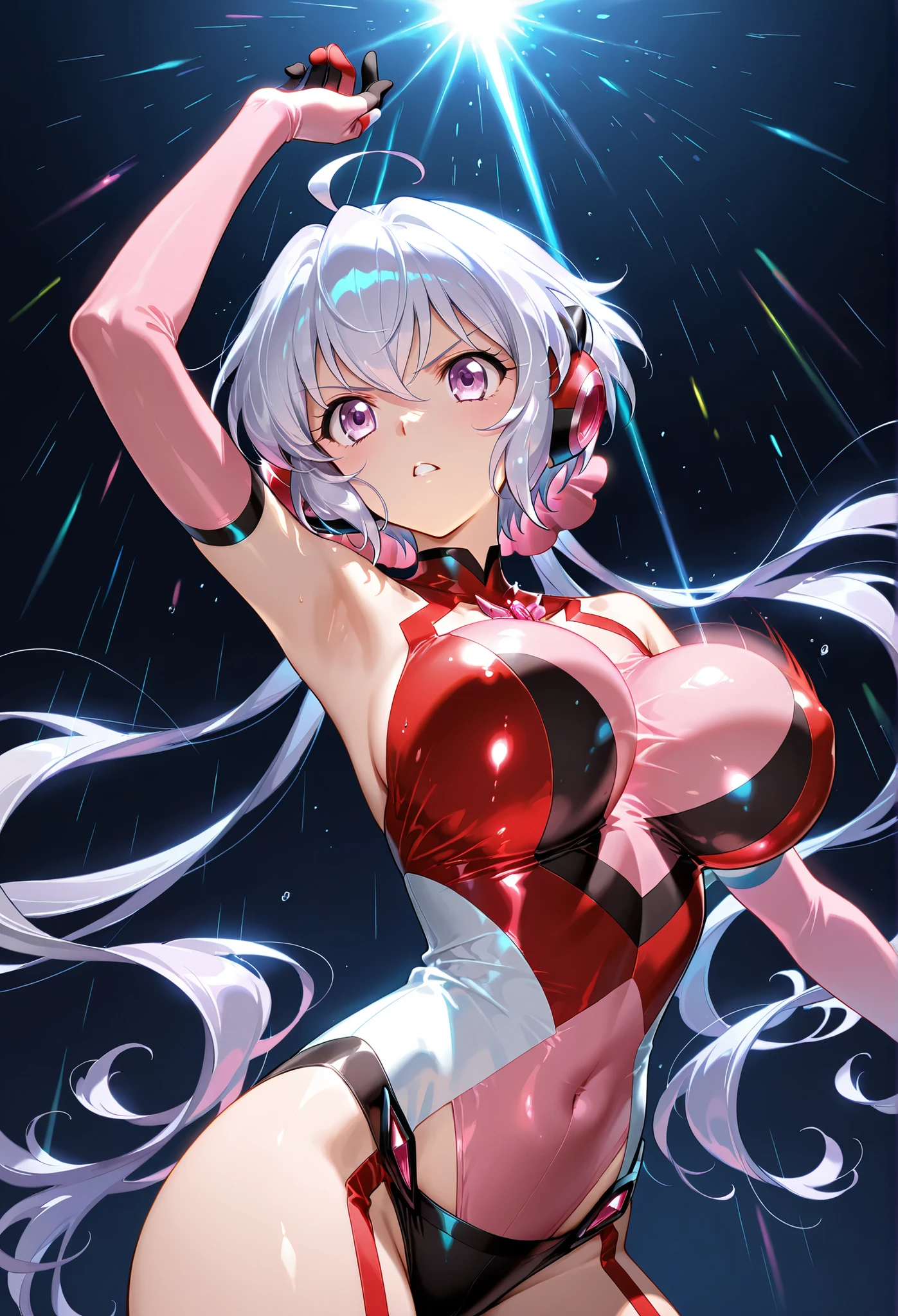 ((masterpiece)), ((Best quality)), (high resolution), (illustration), (an extremely delicate and beautiful), (ultra detailed beautiful face and eyes), nsfw, 1girl, leaning forward, YukineChris, long hair, purple eyes, twintails, low twintails, ahoge, large breasts, fishnet pantyhose, red a bow tie, volumetric lightning, detailed skin texture, detailed, volumetric shadow, anime screencap,Highest quality, Sorceress, ancient babylonian nobility, ((tan skin:1.2)), (brown skin color),Long hair, twin braids, hair ornament, wine colored hair, smile, Below average size breasts, bare shoulders, (underboob:0 Raise your legs vertically、Ready your gun?、腕を前方に伸ばして谷間強調
M字Leg spread、between legs、Groin、Tentaclesに体を絡まれる、Leg spread、Spread your legs、Ecstatic expression、Tentacles、Bondage 8K, masterpiece, Best_quality, high_resolution, ultra_details, detailed, 1girl, 独奏, looking_at_viewer, upper_body, indoors, braid, blurry, bangs, white_hair, blurry_background, collared_shirt, church, hair_ribbon, hair_between_eyes, sidelocks, depth_of_field, light_particles, window, french_braid, Alphonse Mucha Style, sharp focus, perfect hands, perfect face, perfect eyes, perfect light, dynamic light, natural light, Masterpiece, Best quality, red dress、Yukine Chris、Symphogear