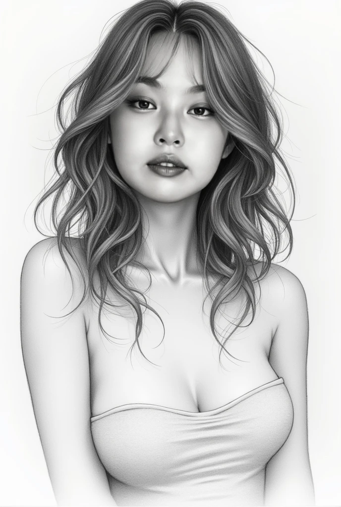 (Highest quality: 1.23), sketch of an innocent woman with a false pen on a white background, long hair, upper body, very delicate, dense, fragrant beauty expressed with exceptional sketching technique, simplicity and attention to detail resonate and captivate audiences of all ages, this is a testament to the power of minimalism in art. masterpiece