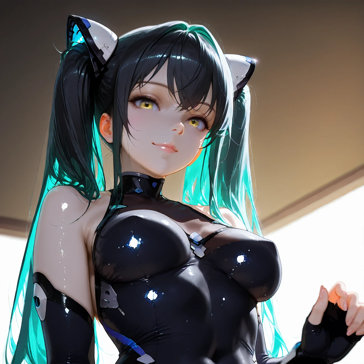 1人、独奏、(full bodyesbian)、Photorealsitic、superfine illustration、beautiful attractive anime girl、ultra-detailliert、a smile、A beautiful Blue eyes、beautiful proportion、miku hatsune、A slender、Gentle expression、A seductive anime girl、(Live Stage)、Blue swimsuit、Ahoge、