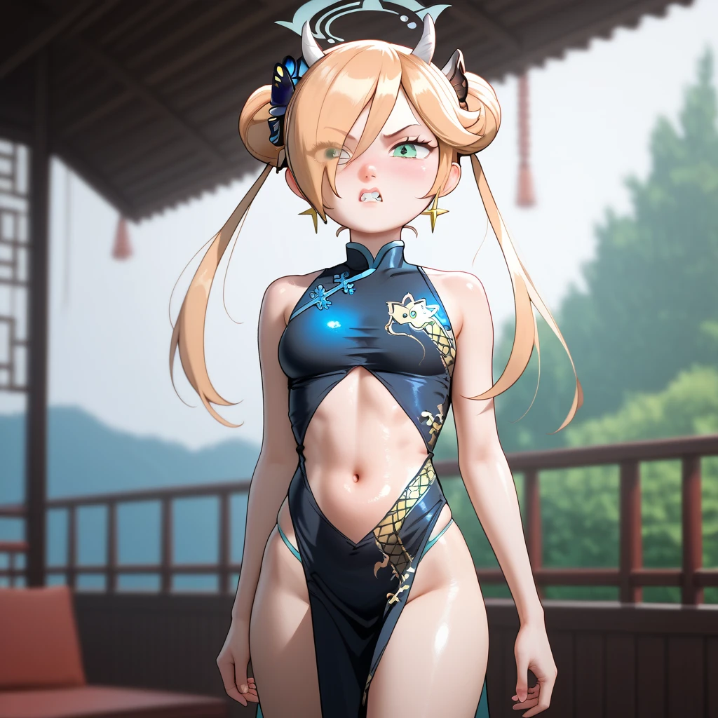 Transparent hair、Golden Eyes、eye glasses、Daughter in her early teens、flat chest、Thin pubic hair、Beautiful open legs、Cheer Dance