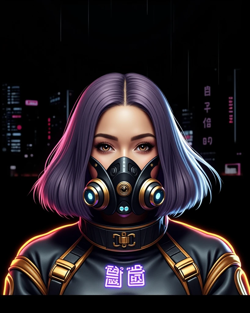 Visually-arresting nanotechnological woman, vibrant atmosphere of a futuristic street market, bustling crowd. She dons tactical techwear that seamlessly integrates with her augmented petite athletic physique, cybernetic implants, mechanical arms, dimly glowing mechanical eyes., integration of organic and synthetic intelligence. Nearby vendors peddle illicit goods contributing to the gritty urban milieu. This close-up scene captures the raw essence of cyberpunk culture, blending high-tech aesthetics with streetwise attitude. Each element is rendered in meticulous detail, from the fibers of her outfit to the glowing advertisements overhead, immersing viewers in a world where technology and humanity exist on a knife's edge. Natural volumetric lighting. style of Dan McPharlin, style of Maciej Kuciara, style of Stephan Martiniere,
