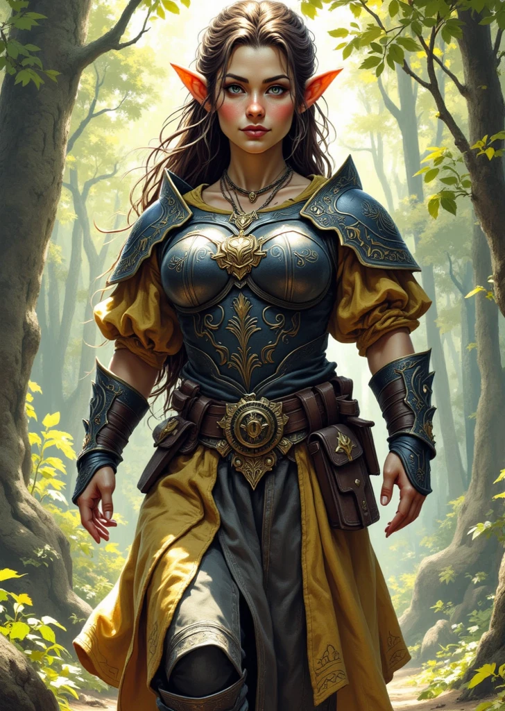masterpiece, best quality, CG, wallpaper, HDR, high quality, high-definition, extremely detailed, white skin, dark hair, elf, pale skin, grey skin, pointy ears, cape, looking at viewer, 1girl, forest, dark forest, mythical forest, dimmed light, White eyes, long hair, bard, bard character
