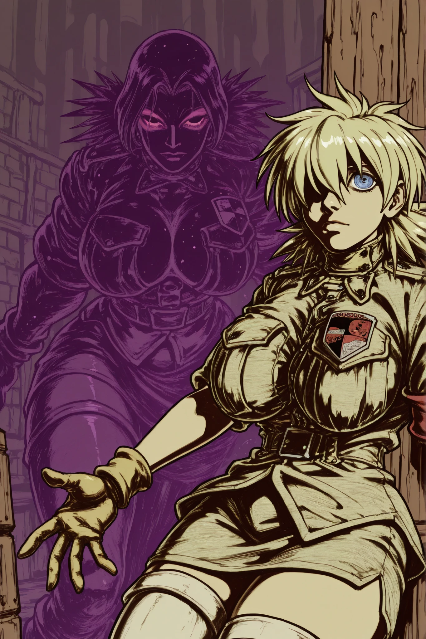  Seras victoria, ojos rojos brillantes,, Oscura, atmospheric and powerful Oscura fantasy, 