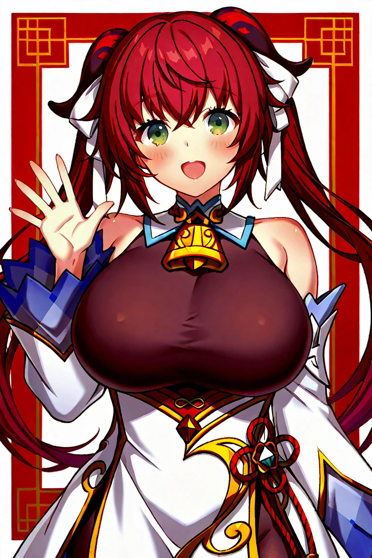 masterpiece, superlative, woman, alone, Bust Close-up, White background, monochrome, draw line, illustration, (1girl) masterpiece, piercing blue eyes, highest quality, (pubic hair:1.1), red hair, (NSFW:1.1), dramatic, long hair, red panda ears, detailed eyes, art by artgerm and Frank Cho, cinematic lighting, 25 yo, Eloise Mumford, natural, amazing body, pronounced feminine feature, flirting with camera, (breasts:1), (action pose), ancient fantasy, (impractical armor:1), (naked:1), trapezoidal hips, areola, mons pubis, (smiling:1), happy, mouth open