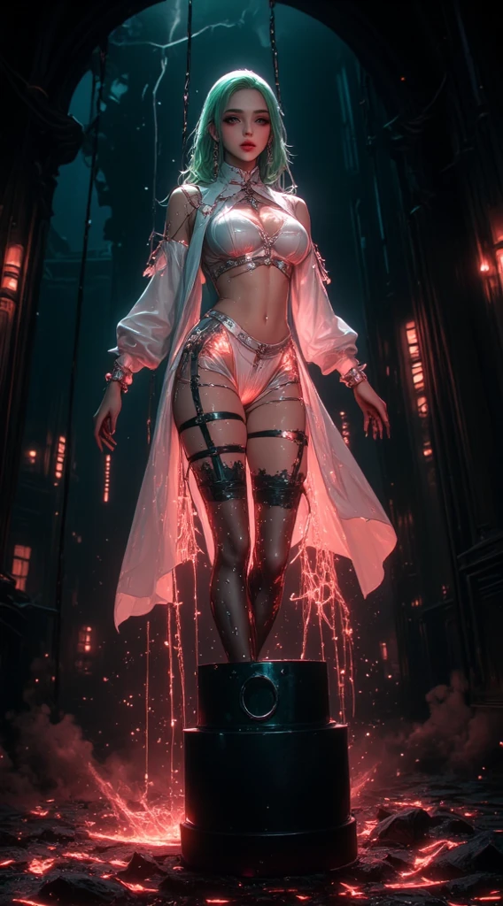 ((masterpiece:1.4)、(top-quality:1.4)、(reallistic:1.7))、a beauty girl、Sexy Daughter、Super beautiful girl、1girl in:1.4、Super sexy outfits、Glossy luxury latex、Luxury Latex Bodysuit、By Luis Royo、age19、Super Ultra Ultra Bikini、(Looking Back Beauty:1.4)、Cute tattoos、Outstanding style、(Two legs are drawn correctly:1.7)、(Two arms are drawn correctly:1.7)、Anatomically correct depiction of limbs、Slender Abs、(beauty legs:1.4)、beautiful countenance、kawaii faces、Beautiful ass、A detailed eye、beautidful eyes、Raw photo、red-lips、Red high heels、a choker、a necklace、耳Nipple Ring、Futuristic City Fantasy、