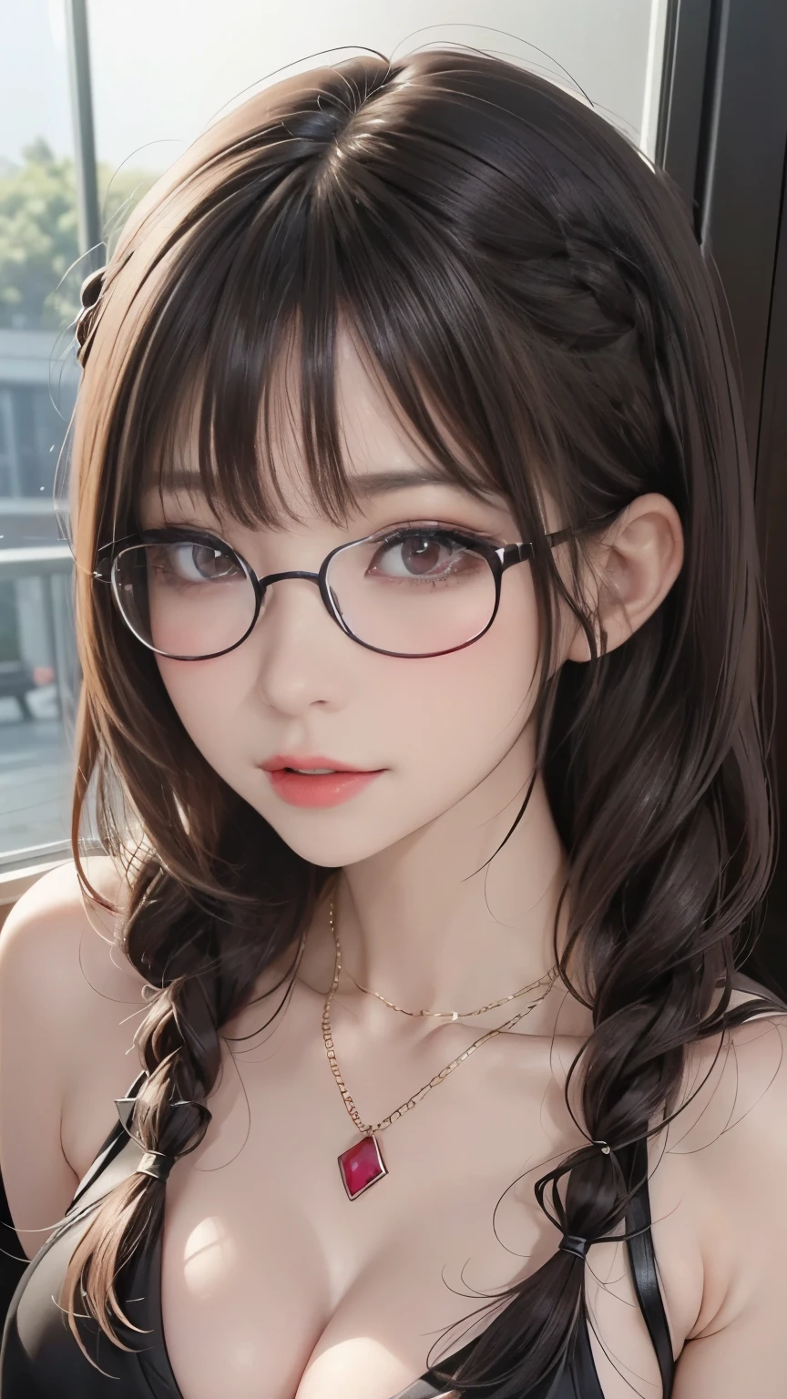 Highest quality, RAW Photos, Realistic, face, Incredibly beautiful girl, cute, length Hair,ponytail，Glasses，Written boundary depth, High resolution, 超detailed, detailed, Very detaileded, extremely detaileded eye and face, Sharp pupils, Realistic students, Sharp focus, Cinema Lighting, Japanese, Short Woman,  Physical build, Short arms, length, Narrow eyes, Fleeting atmosphere, 10 years old, Brown Bob Hair, ((thin唇)), White top and bottom underwear, masterpiece, Highest quality, detailedな肌, detailedなface, fine grain, 8K, Excellent anatomy, Upper body portrait，flat breasts, small breasts, small,( small bust: 1.2), small bust, (slim, small, flat, small), thin, Delicate and sexy collarbone, One Girl, (beautiful girl, Delicate girl:1.3), (10 years old:1.3),
