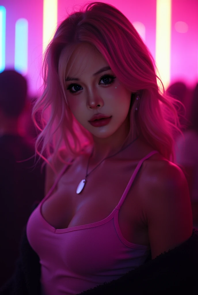 Analog photography featuring a melancholic American adult model (Ivy Snow) amidst the shadows of a dimlit mountain at night, blonde curvy-girl (18yo, Smokey eyes, very pale skin(PORCELAIN SKIN), large breasts, tightened thighs, huge ass, Chubby blonde-girl)-Bold pink-lips, Pout face expression. Her bright blue-eyes(piercing through the darkness).
Ivy Snow relaxes at home in a cozy oversized sweater paired with distressed boyfriend jeans, capturing a comfortable yet stylish everyday look.
Standing all in CANDID poses, with her hands holding a plastic-bag. The photograph captures the cold and foggy of the night(with its Sad atmosphere and the sense that something oppressive is about to unfold). A subtle haze and a soft focus on the background enhance the quality of the image, (backlighting), Horror movie effects, The natural light casts long shadows, accentuating the desaturated colors and oppressive & frost atmosphere of this vintage-photography-style image. A 70mm grainy film captures the scene, with a bokeh effect softening the focus, -enhancing the overall composition.(((in a pink/teal colors palette theme))), Dutch Angle/Tilt: The camera is tilted to create a sense of disorientation or artistic tension. (((in a NEON pink/INDIGO colors palette theme)))