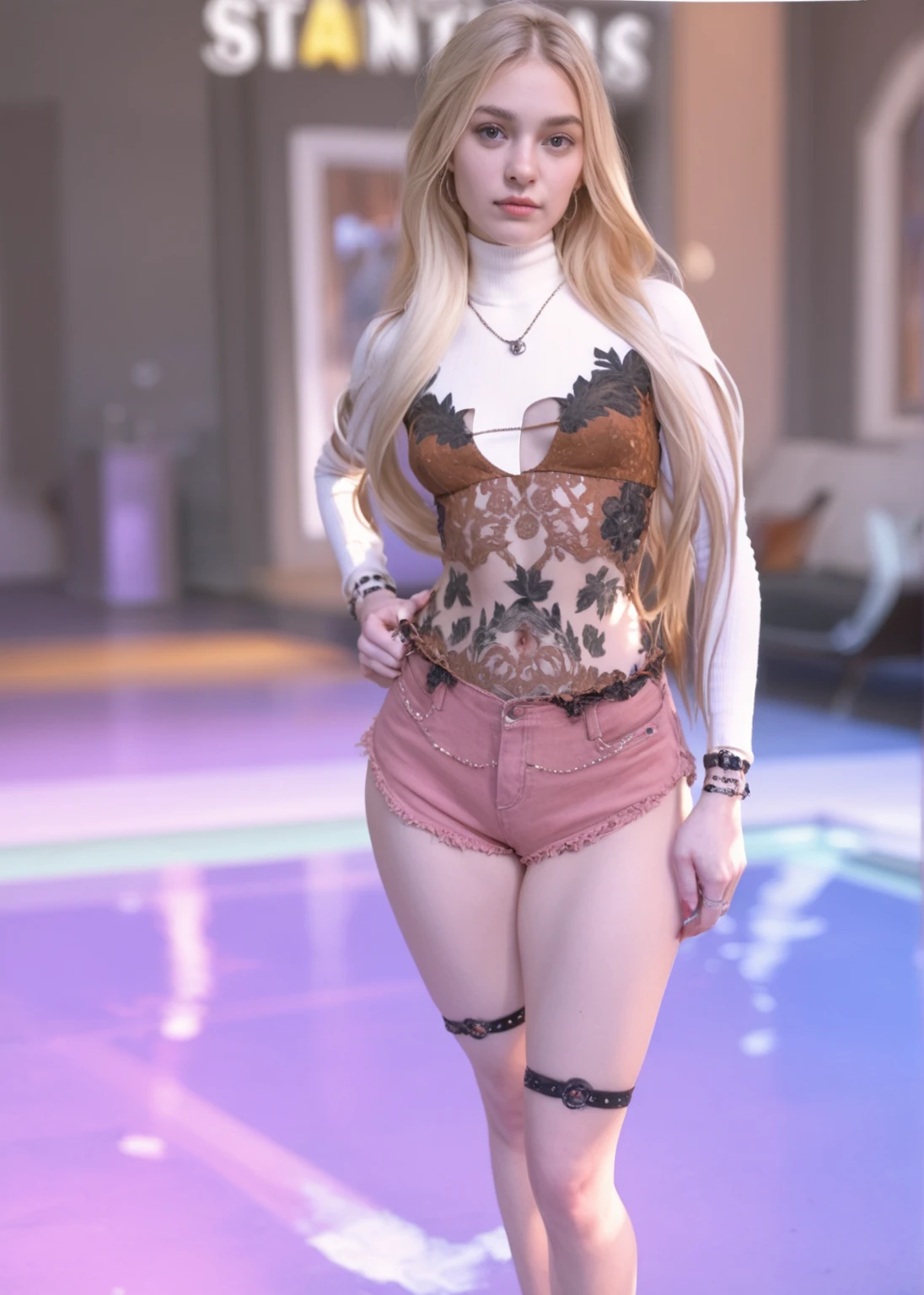 cowboy shot, Princess Bowsette, fan portrait, full body shot, kneeling down, full body portrait, no background, horns, spiked collar, black bra and thong, crown, black shoes, tail, hands behind body, facing forward, 1 solo female, masterpiece, film grain, (lens distortion:0.7), (chromatic aberration:0.7), intricate, unreal engine 5, realistic, realistic lighting, cinematic, 8k, (depth of field:0.7), masterpiece, perfect, hyper-detailed, photo realistic, ultra realistic, realistic light, hard lighting, intricate details, stop motion, hyper focus, tone mapping, sharp focus, hyper detailed