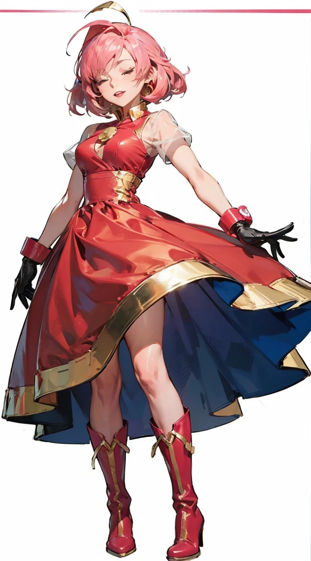 full body toe to head, red military boots and red gloves gauntlets Cammy White from Street Fighter paw pose plain background